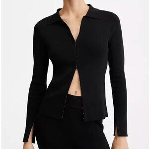 MANGO MNG Fine-Knit Hook-and-Eye Closure Cardigan